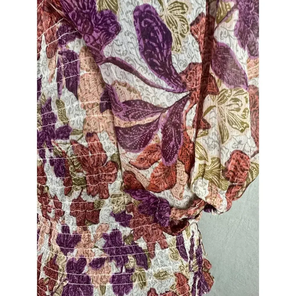 Y2K Floral Smocked Peasant Top | Puff Sleeve Cottagecore Blouse |‎ Old Navy XL